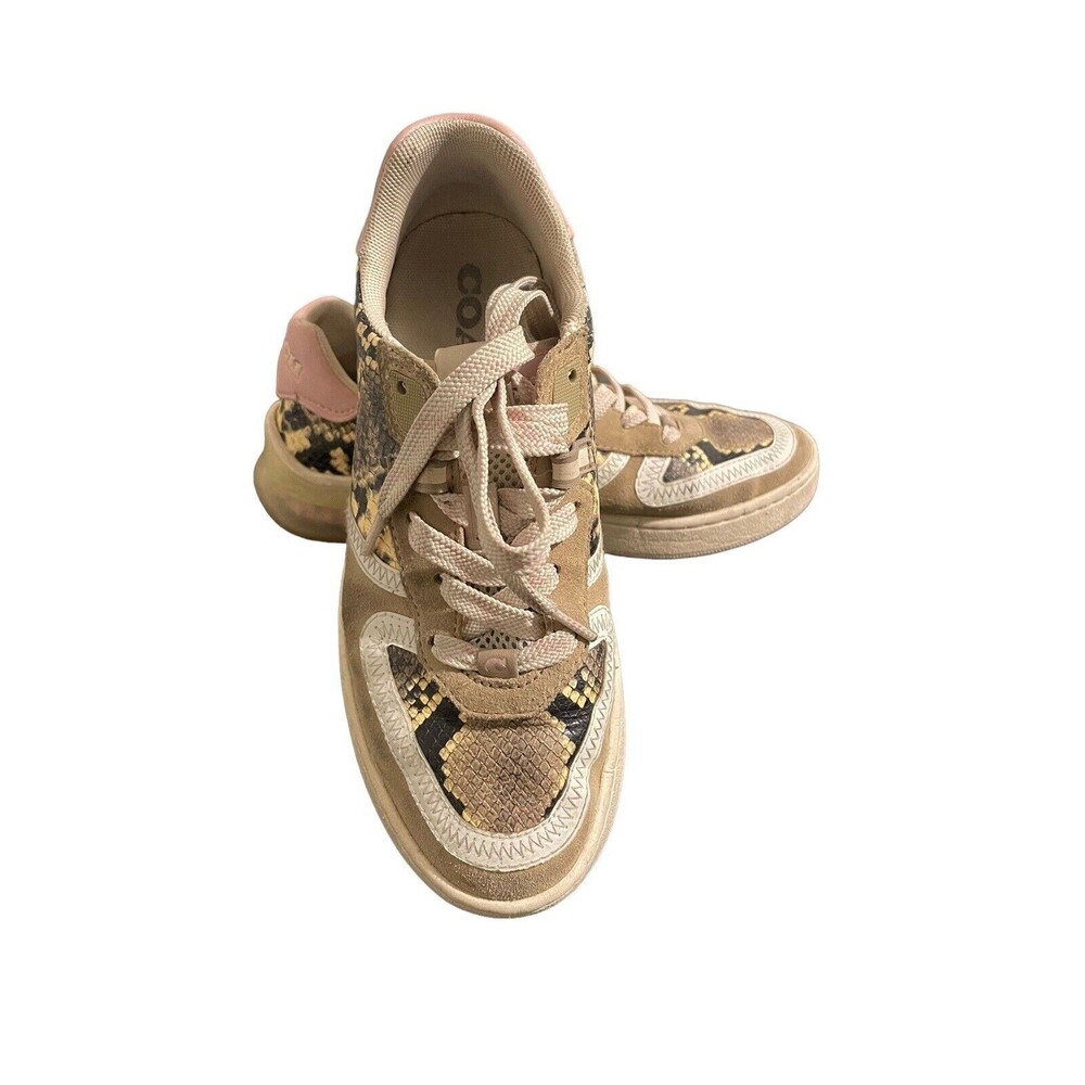 COACH CitySole Court Sneakers Beechwood/Aurora Women 6.5 Snakeskin‎